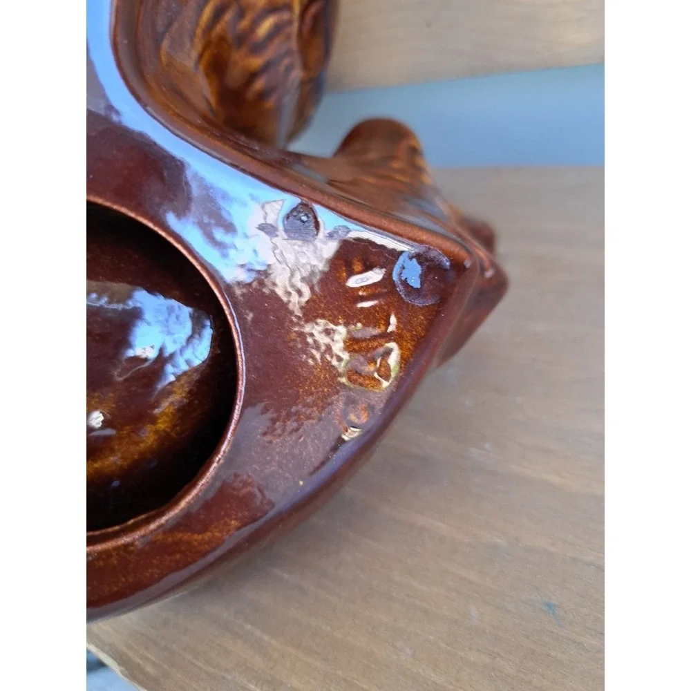 VTV California Pottery Glaze‎ Ceramic Owl Coin Tray Brown Collectable Decorative